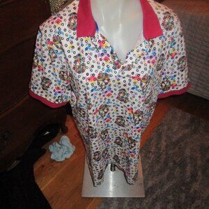 robert Graham large men's golf shirt with skulls  new without tags